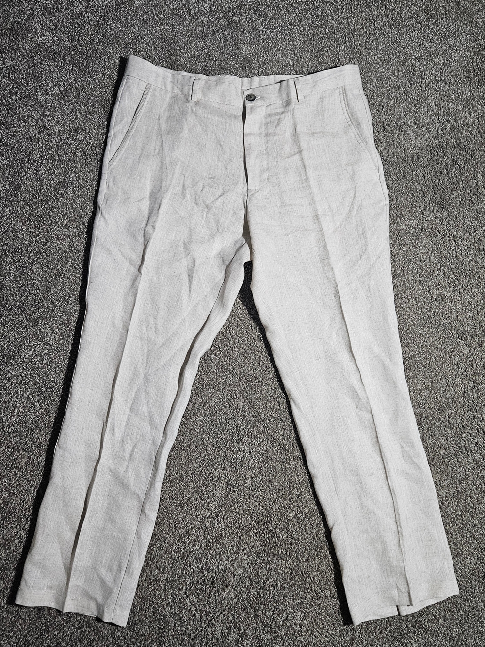 Tasso Elba 100% Linen Pants Mens Size 34x30 Beige Tan Straight Flat Casual Beach